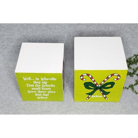 Grinch Christmas Story Stacking Boxes Cindy Lou Who Max The Dog 2 Pc Wooden NEW - Picture 8 of 8